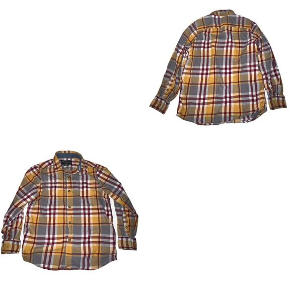 Eddie Bauer Kids Plaid Button Down Shirt yellow burgundy gray white boy's size 7 - Picture 16 of 16